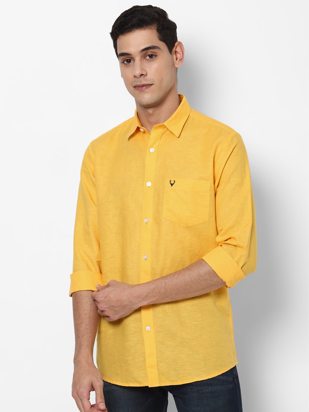 

Allen Solly Men Yellow Solid Slim Fit Casual Shirt