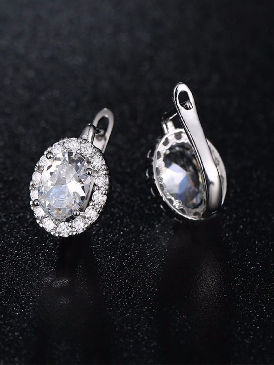 

OOMPH Silver-Plated & White Oval Studs