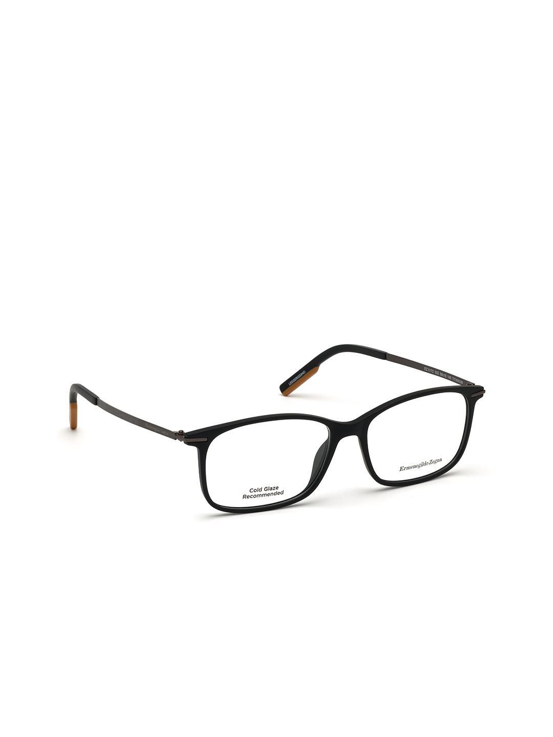 

Ermenegildo Zegna Men Transparent & Black Full Rim Rectangle Frames