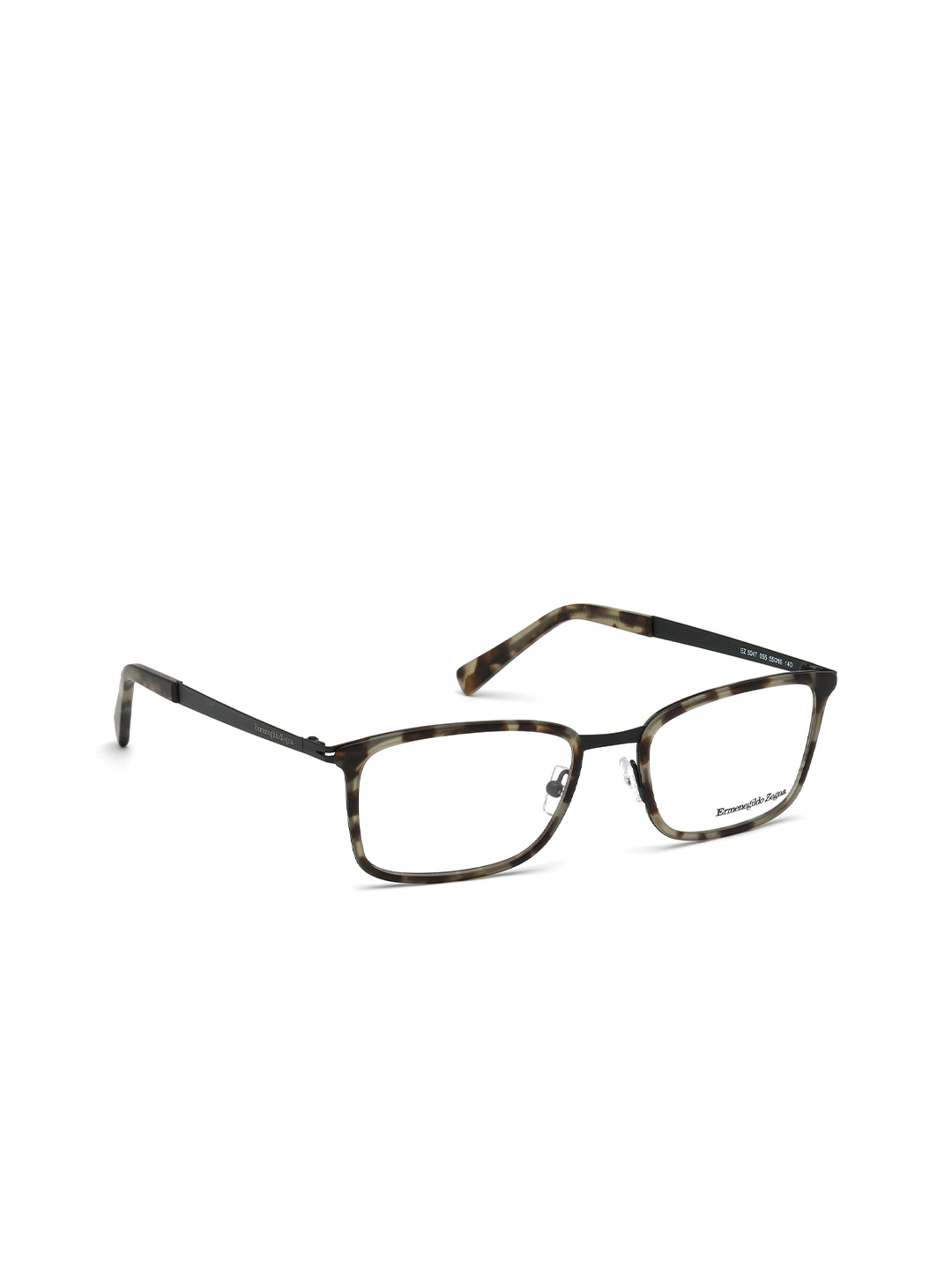 

Ermenegildo Zegna Men Transparent & Black Full Rim Rectangle Frames