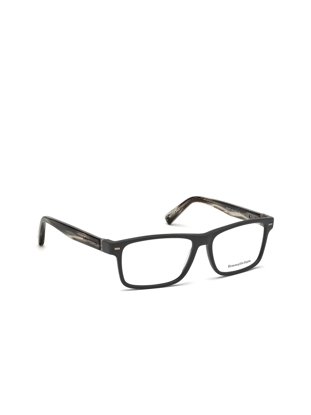 

Ermenegildo Zegna Men Charcoal & Black Full Rim Rectangle Frames