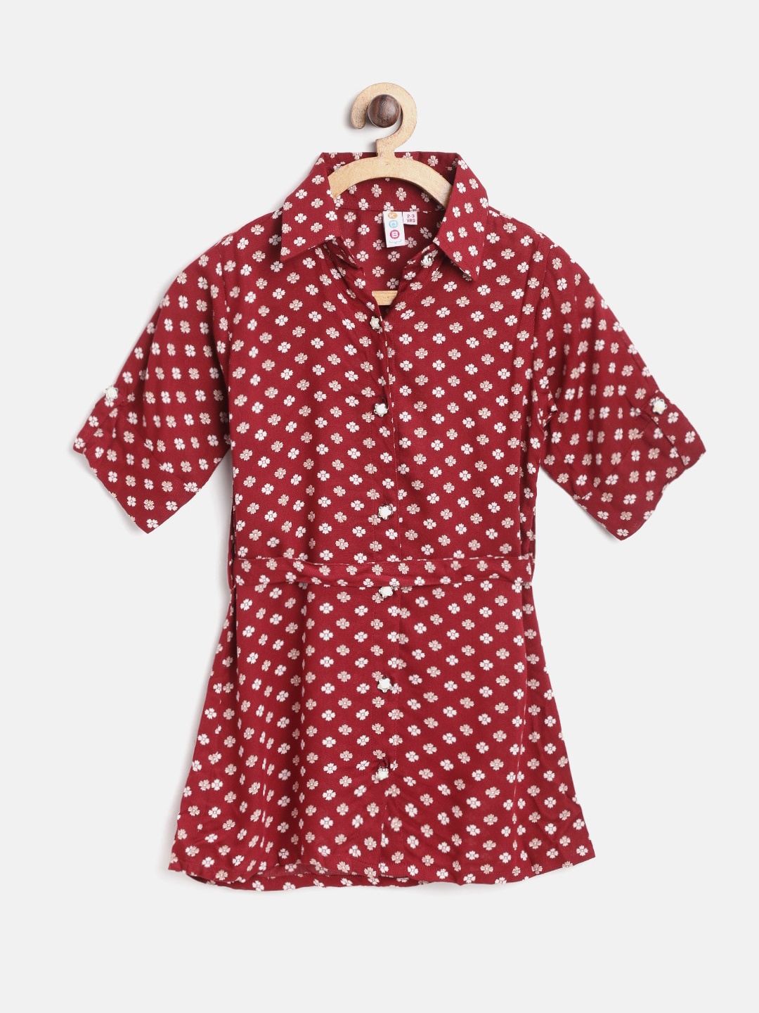 

Kids On Board Girls Red Printed Shirt Dress