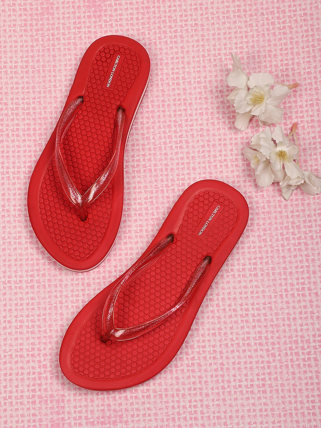 

Carlton London Women Red Solid Flip Flops