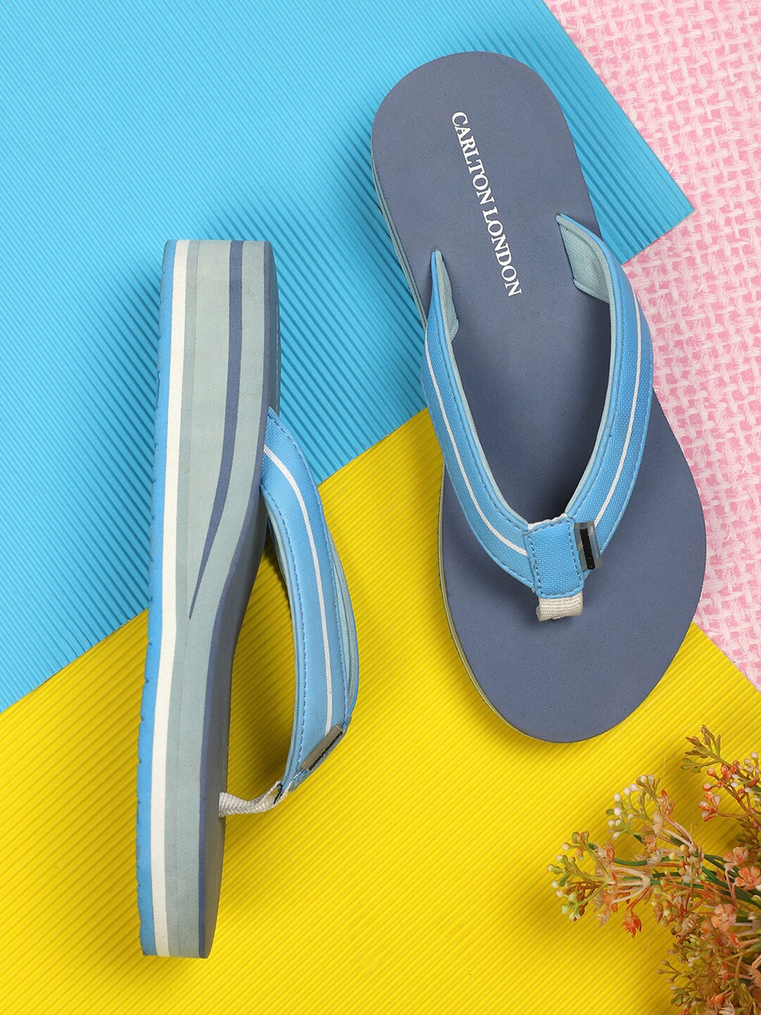 

Carlton London Women Blue & White Thong Flip-Flops