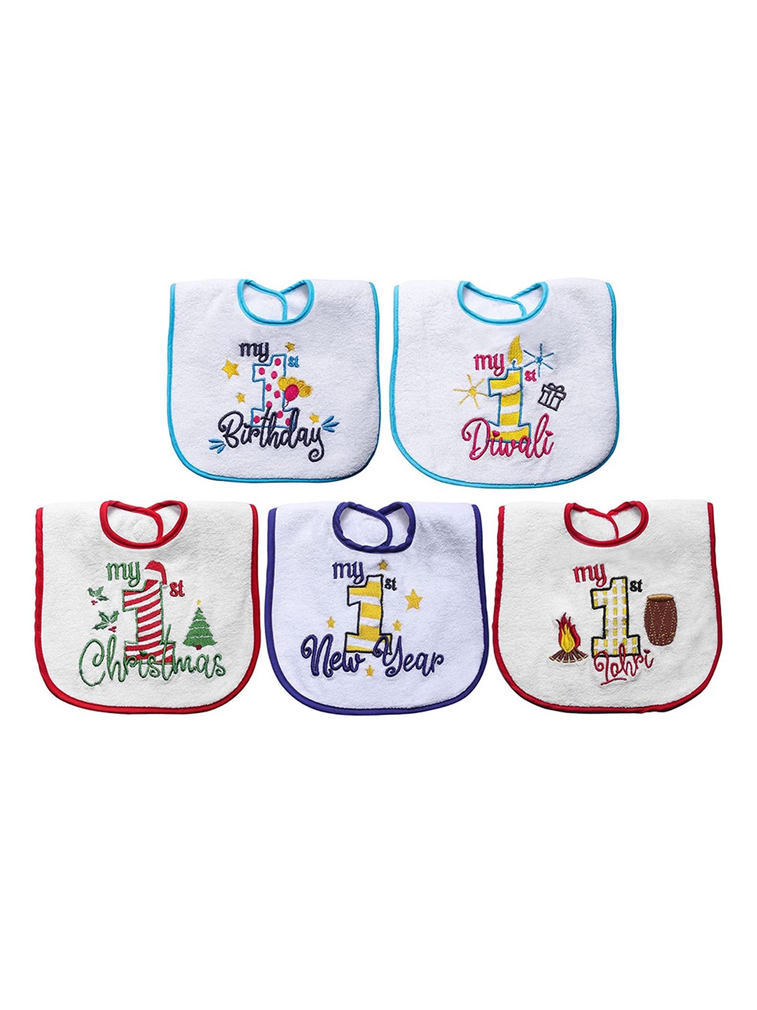 

Butterthief Kids Multi Set of 5 Printed Baby Bibs