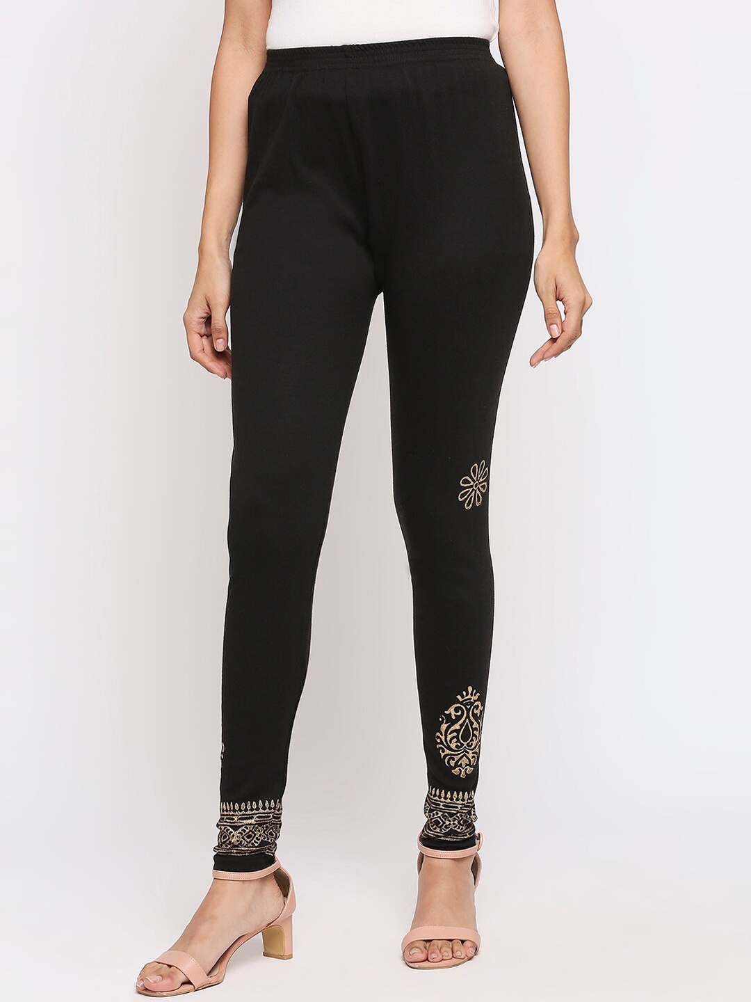 

Ira Soleil Women Black Solid Churidar-Length Leggings