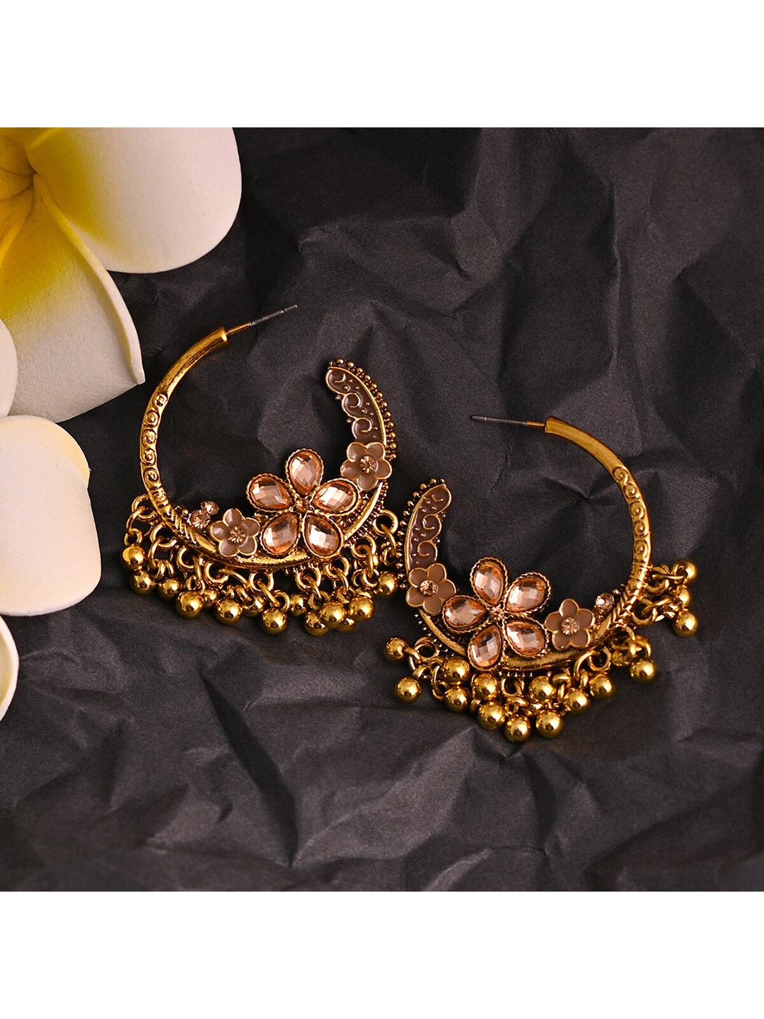 

Jewelz Gold-Toned Contemporary Half Hoop Earrings