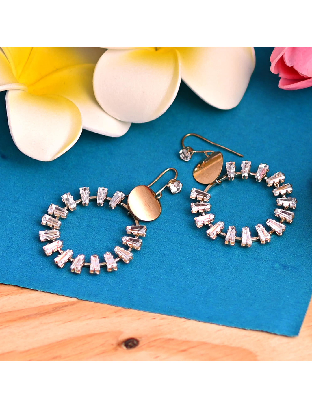 

Jewelz Gold-Plated & White Contemporary Drop Earrings