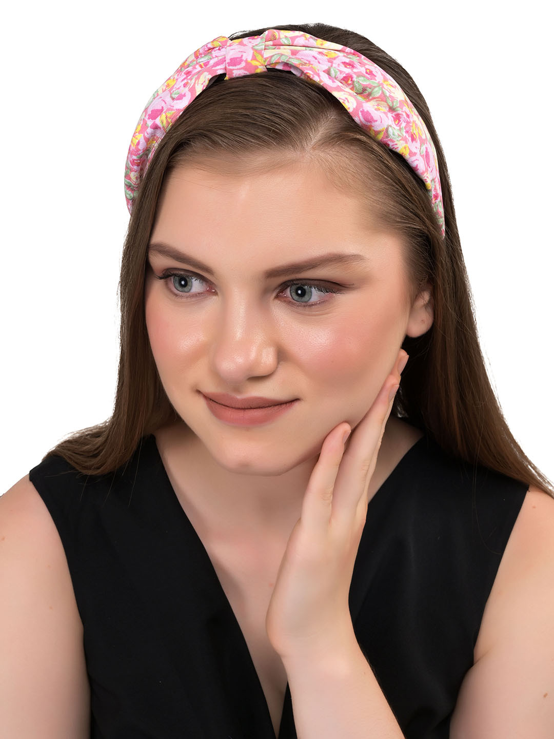 

BuckleUp Women Pink & Yellow Printed Hairband