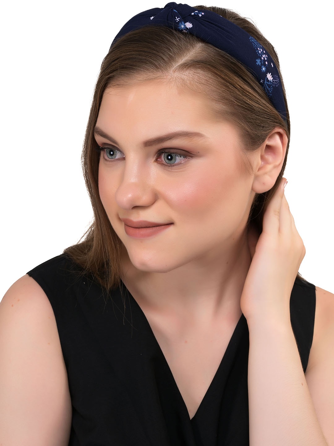 

BuckleUp Women Navy Blue & White Hairband