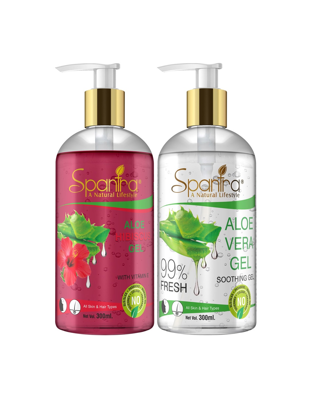 

Spantra Set Of 2 Aloe Hibiscus & Aloevera Gel 600ml, Red