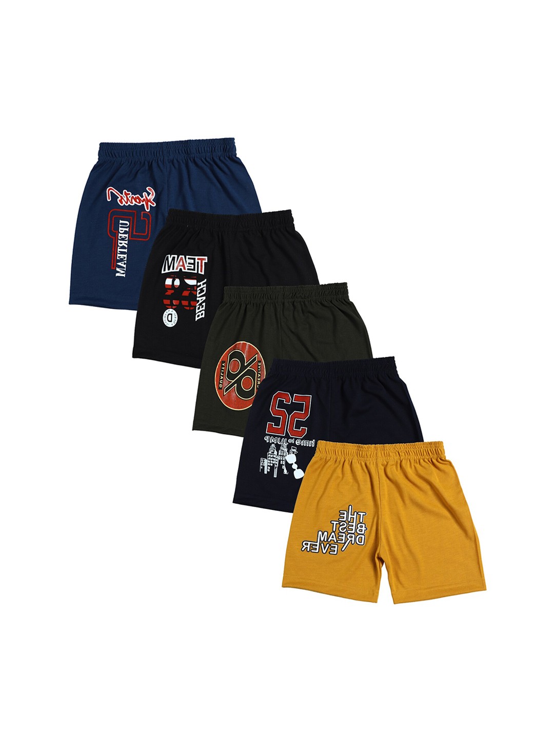 

CREMLIN CLOTHING Set of 5 Kids Printed Modal Shorts, Multi