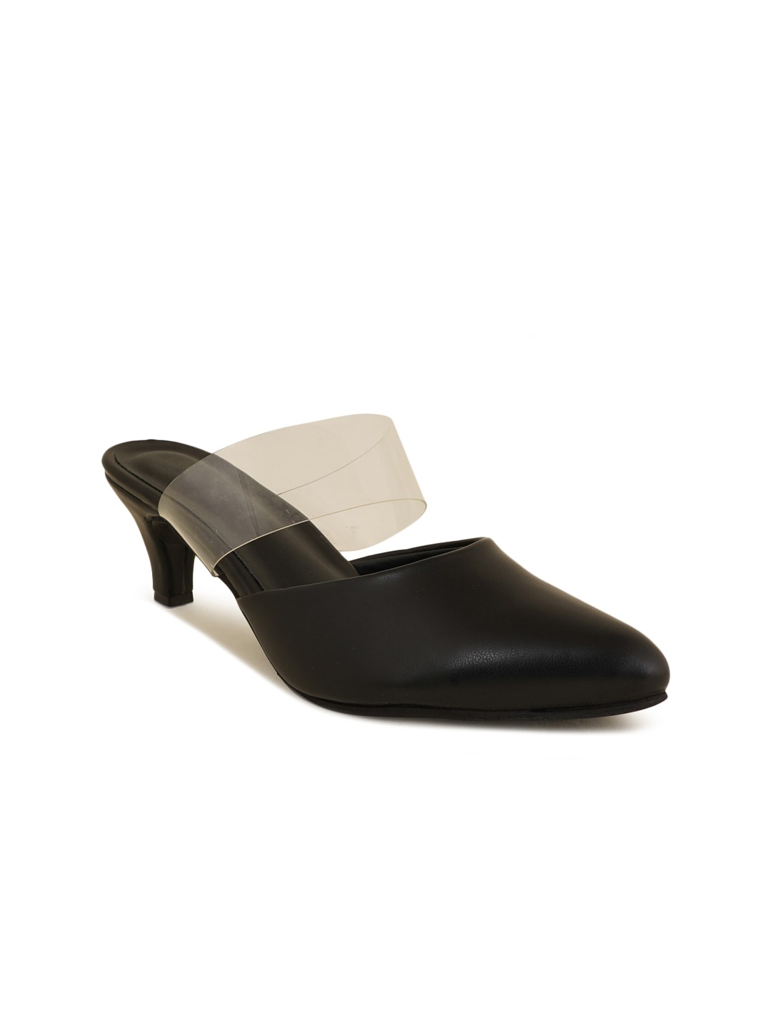 

Walkfree Black Solid Kitten Pumps