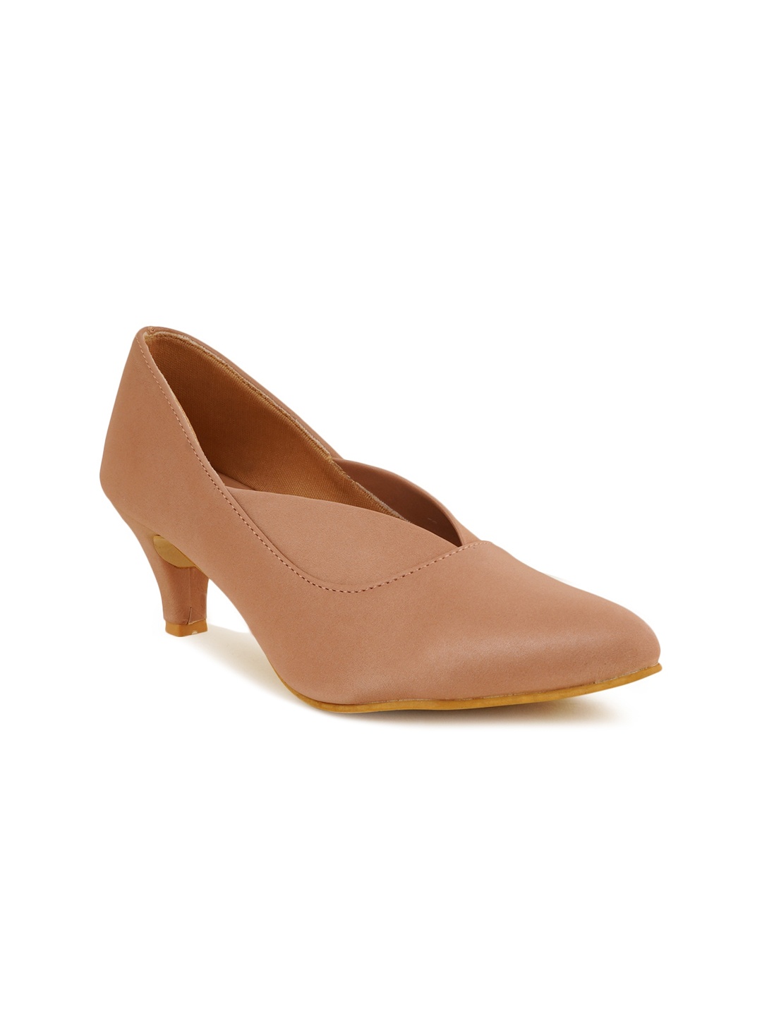 

Walkfree Peach-Coloured Kitten Pumps with Bows