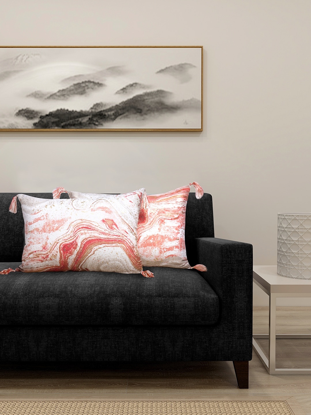 

DECOREALM Set Of 2 Cream-Coloured & Pink Printed Pillow Covers