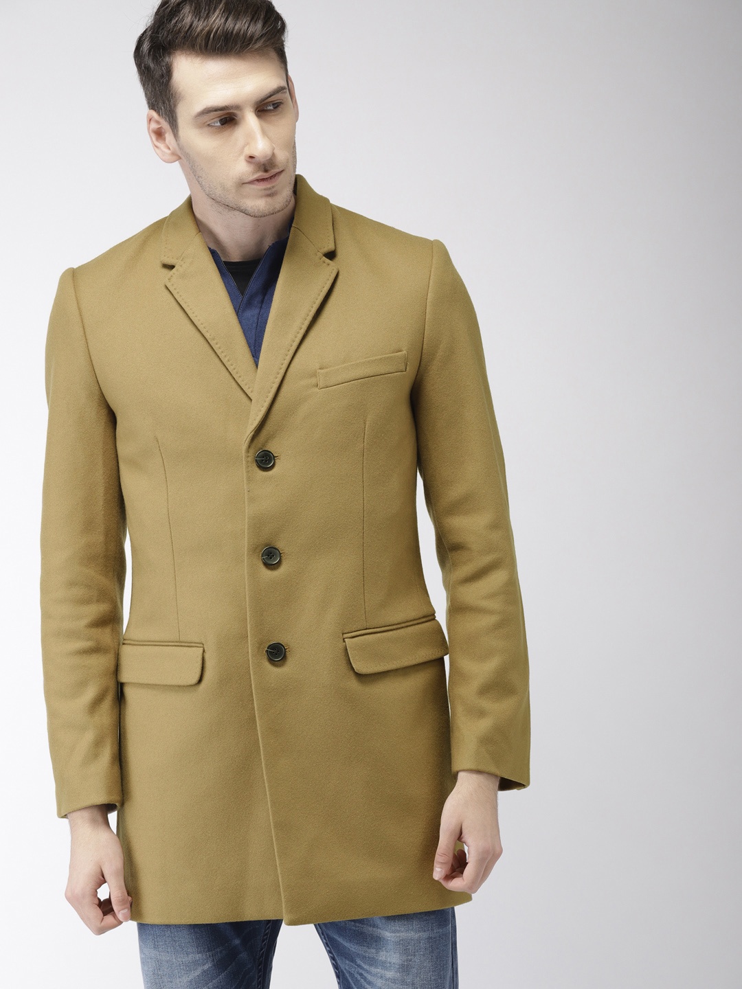 

Celio Men Beige Solid Overcoat