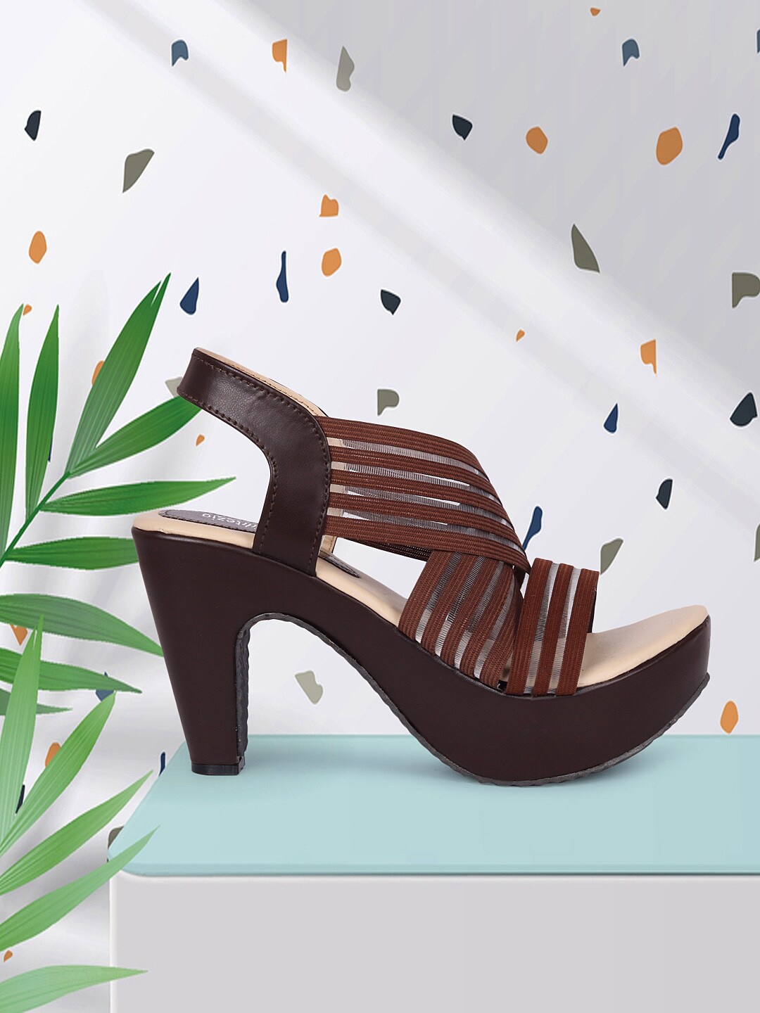 

Alishtezia Brown PU Party Block Sandals with Tassels