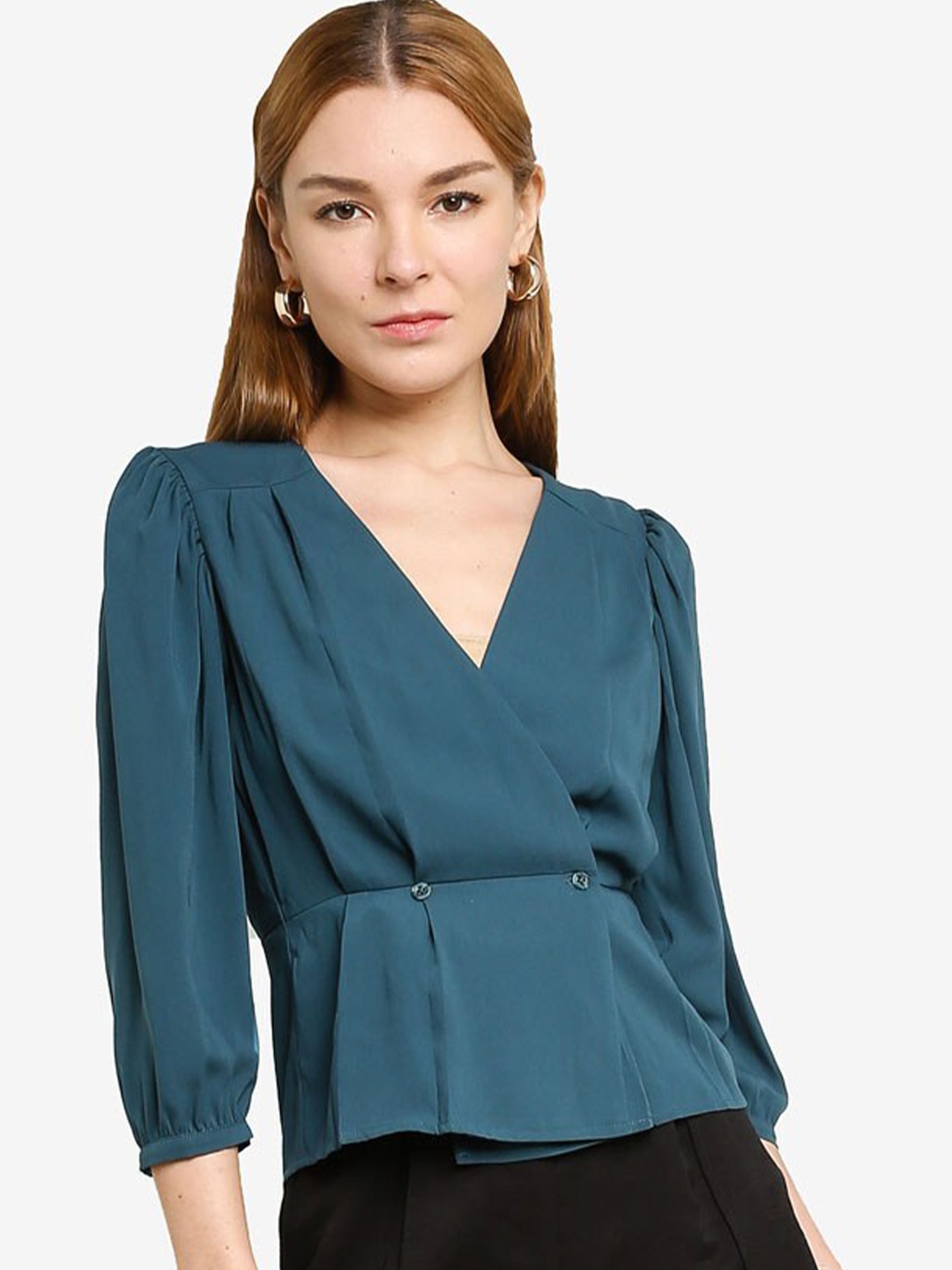 

ORIGIN BY ZALORA Teal Wrap Top