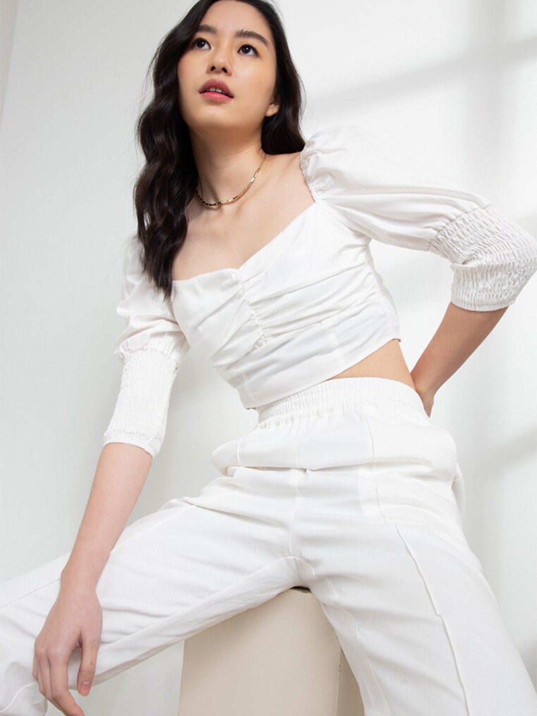 

ORIGIN BY ZALORA White Organic Cotton Square Neck Tunic