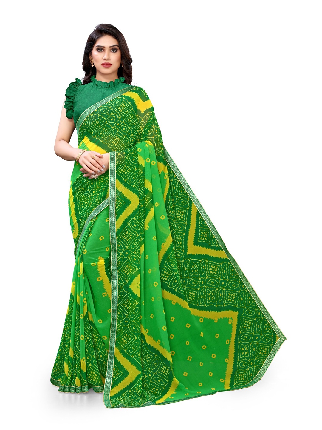 

KALINI Women Green Printed Georgette Saree