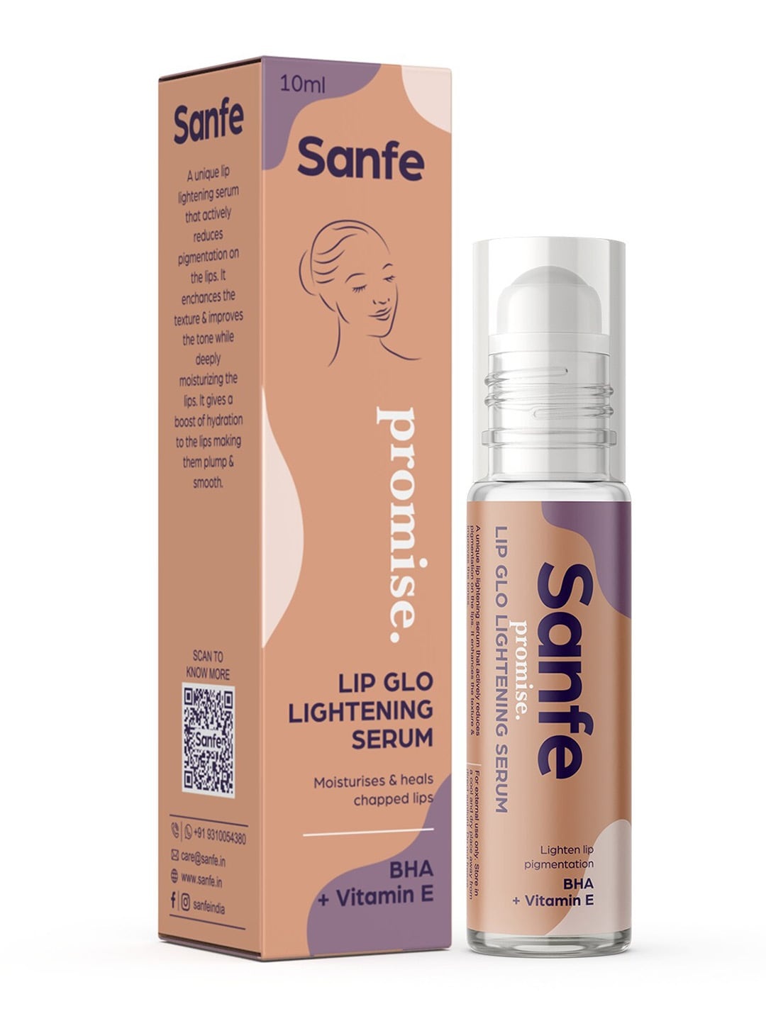 

Sanfe Promise Vitamin E Lip Lightening & Glo Serum- 10ml, Peach