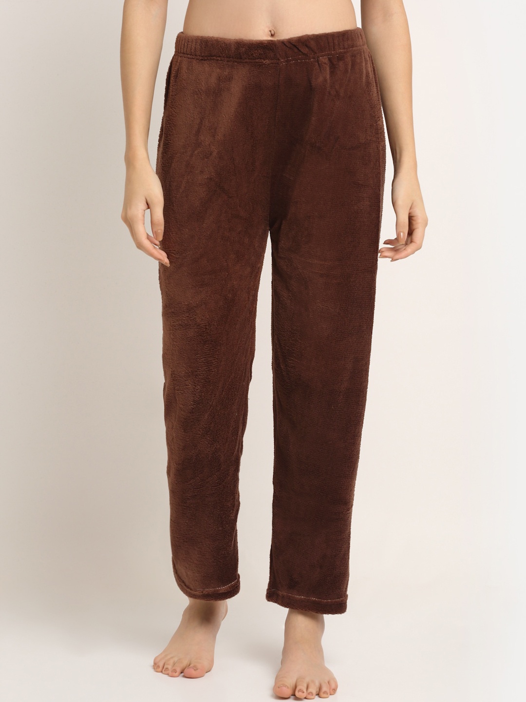 

NEUDIS Women Brown Solid Warm Fleece Lounge Pants