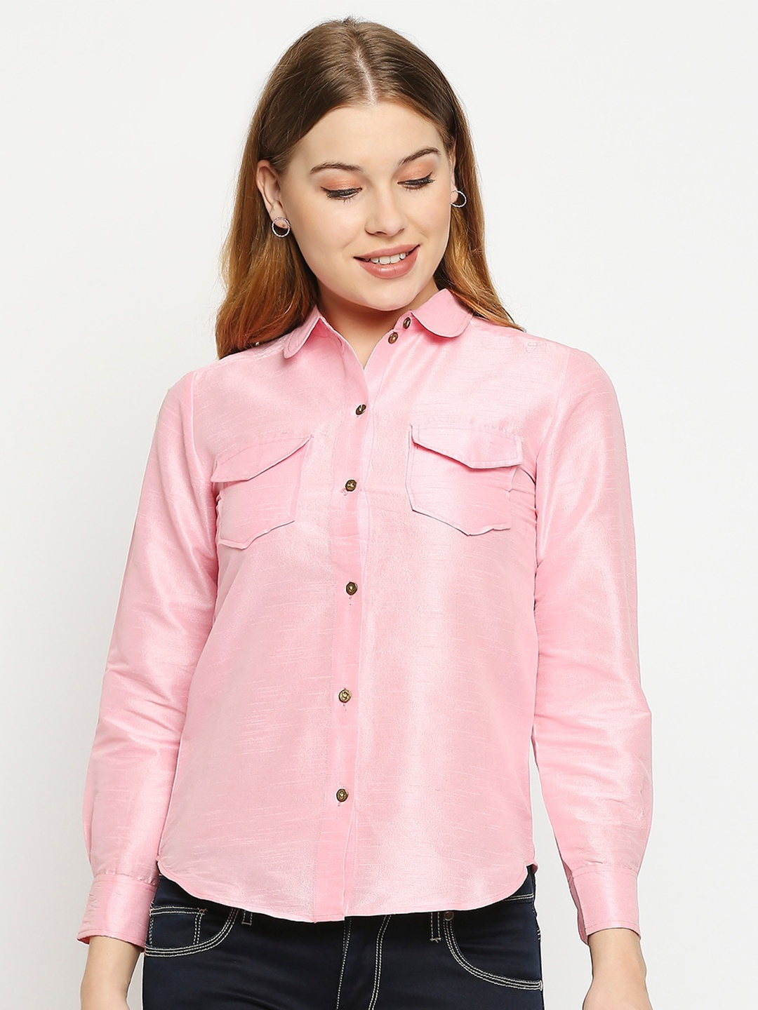 

aaliya Pink Shirt Style Top