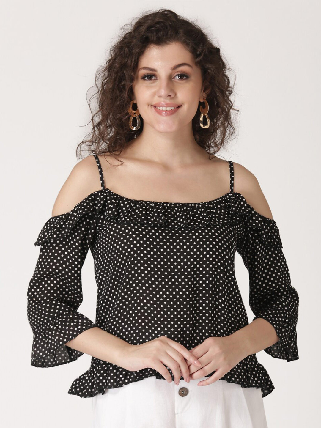 

DIVA WALK EXCLUSIVE White & Black Printed Shoulder Straps Regular Top