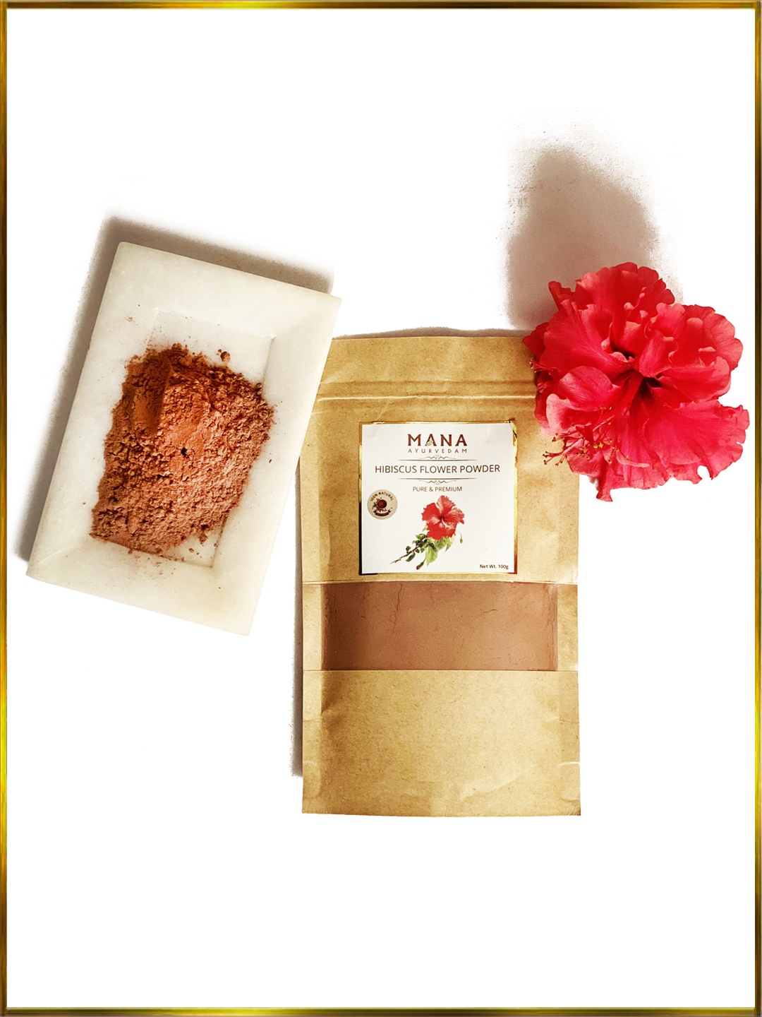 

MANA AYURVEDAM Hibiscus Flower Powder For Thin Hair, Brown