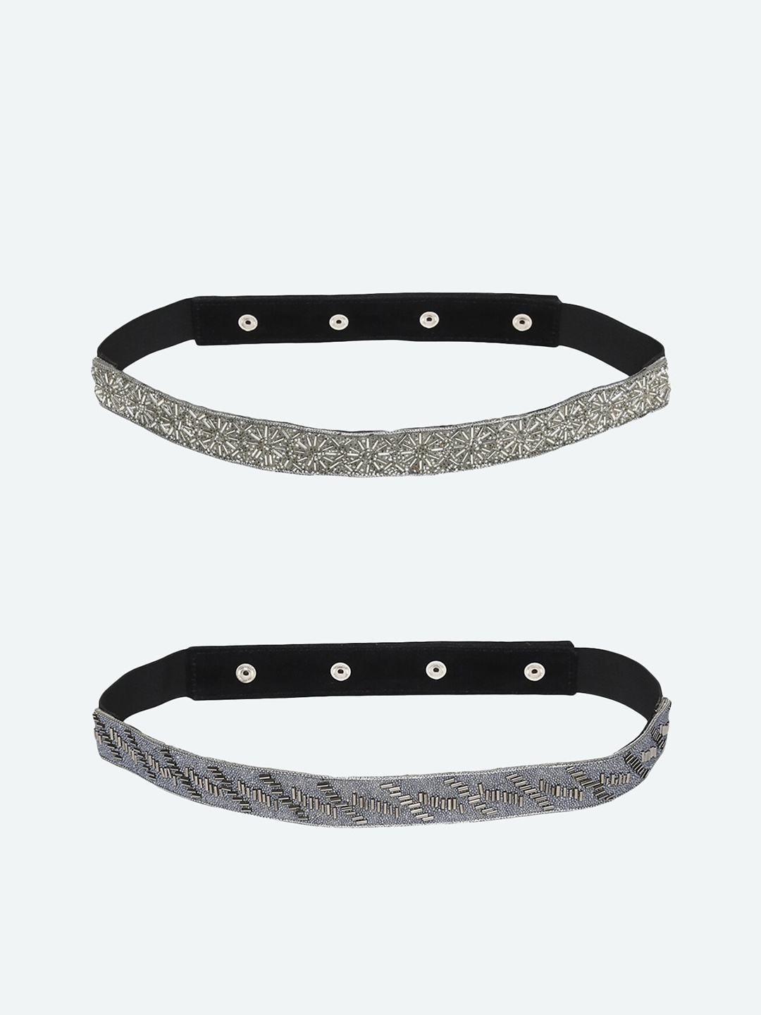 

DEEBACO Women Grey Embellished Set of 2 PU Belt