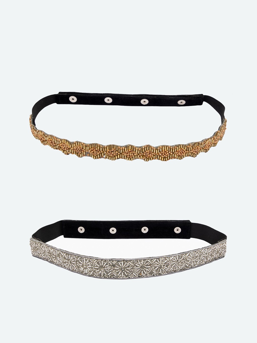 

DEEBACO Set of 2 Women Embellished Belt, Silver