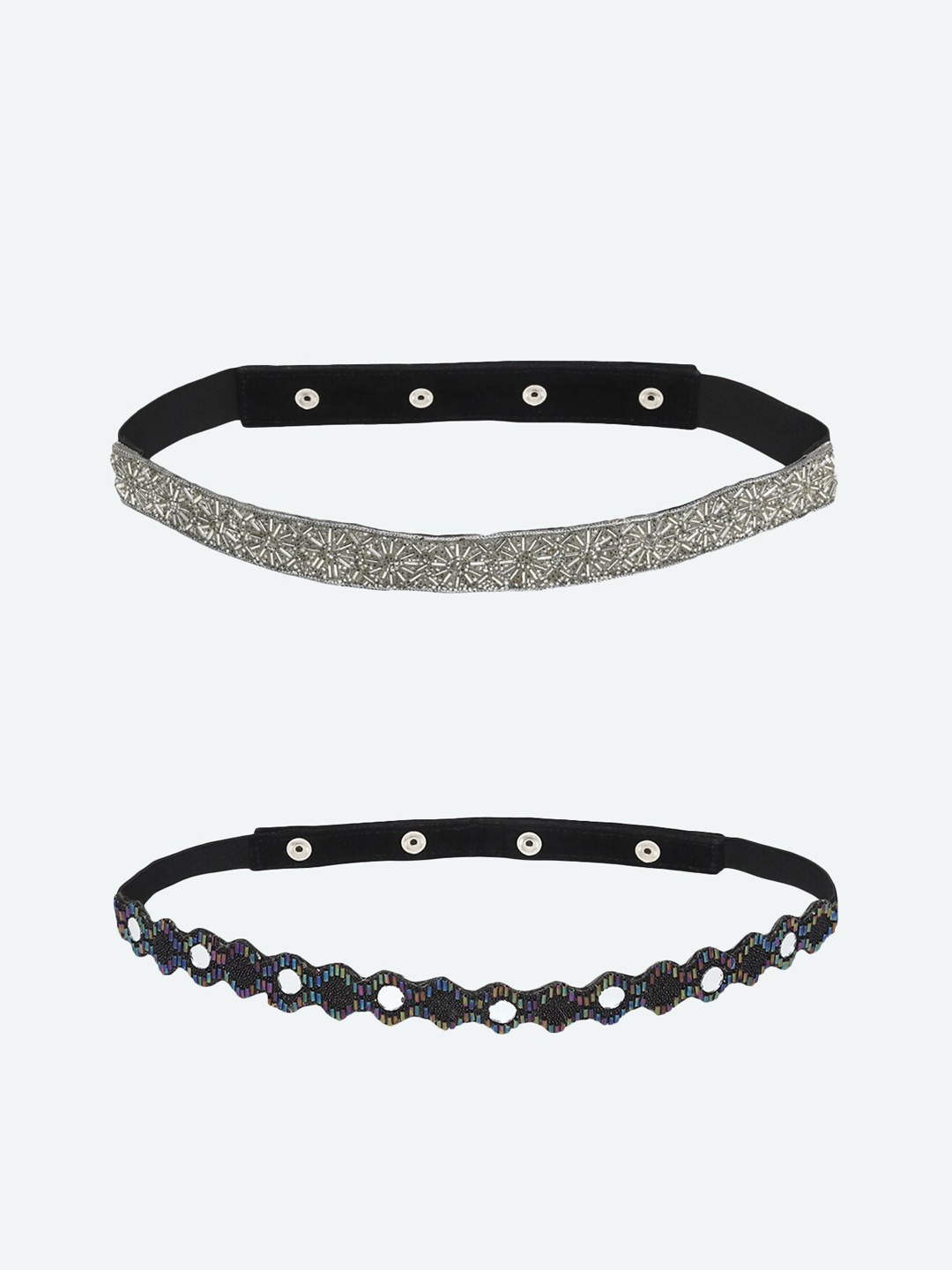 

DEEBACO Women Set of 2 Multi Embellished Belts