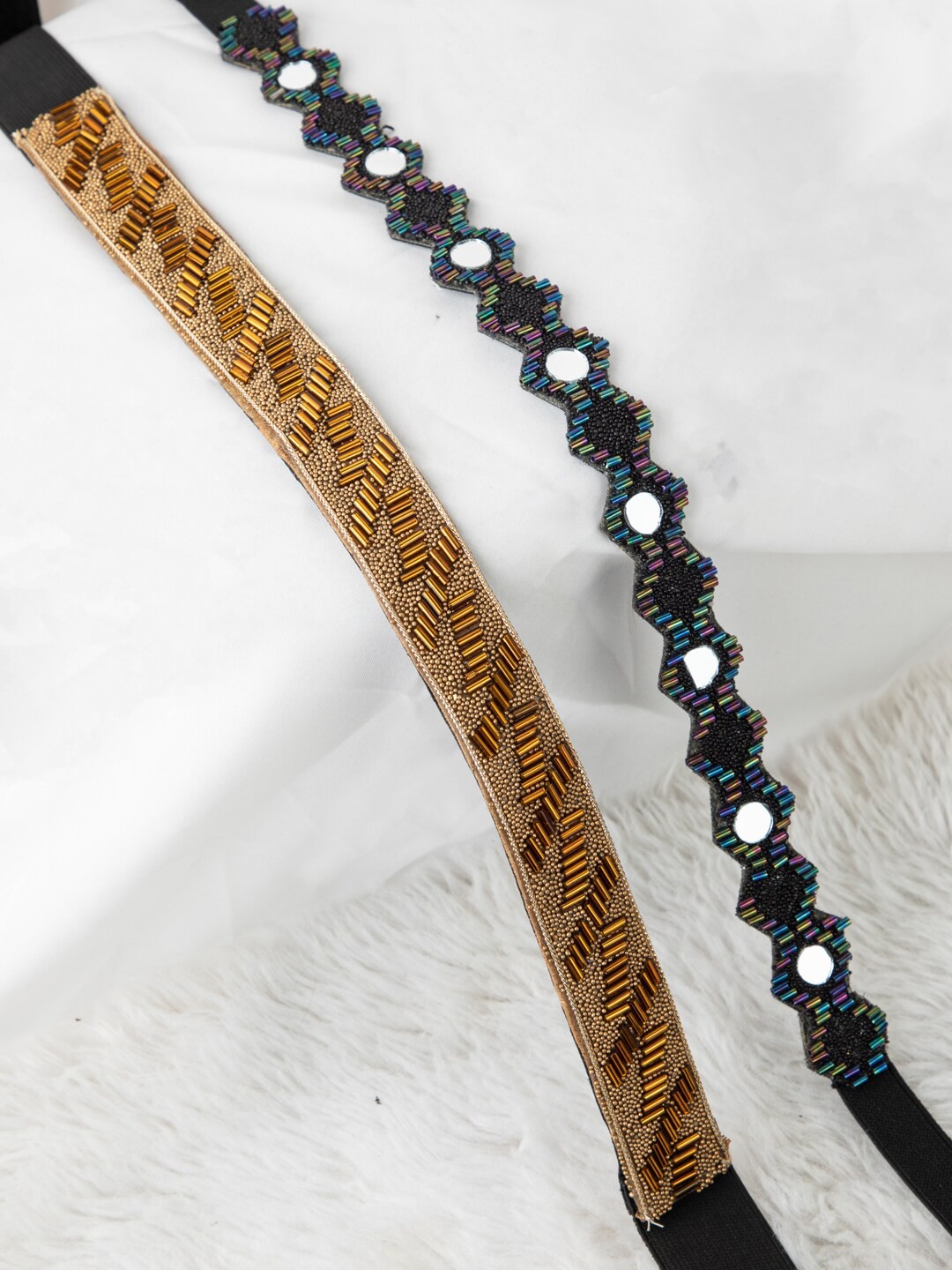 

DEEBACO Women Black Embellished Set of 2 PU Belt
