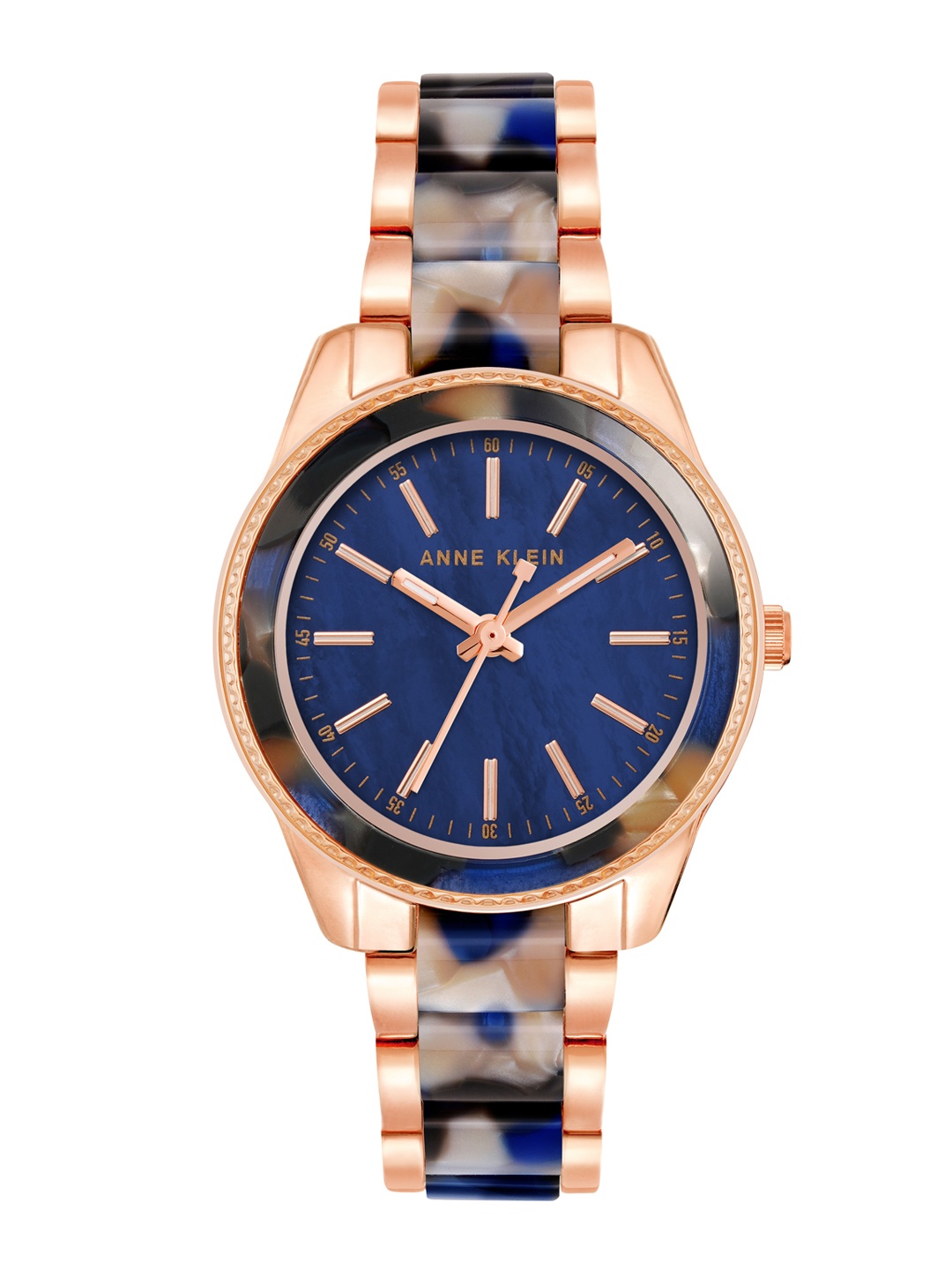 

ANNE KLEIN Women Navy Blue & Rose-Gold Toned Bracelet Style Analogue Watch AK3214RGNV