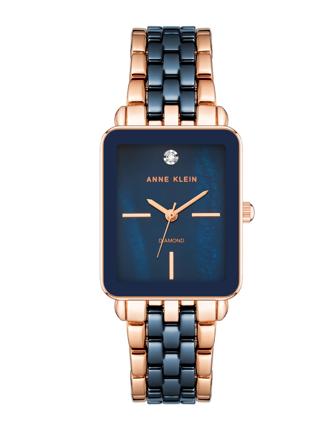 

ANNE KLEIN Women Blue Embellished Dial & Rose Gold Toned Ceramic Bracelet Style Straps Analogue Watch