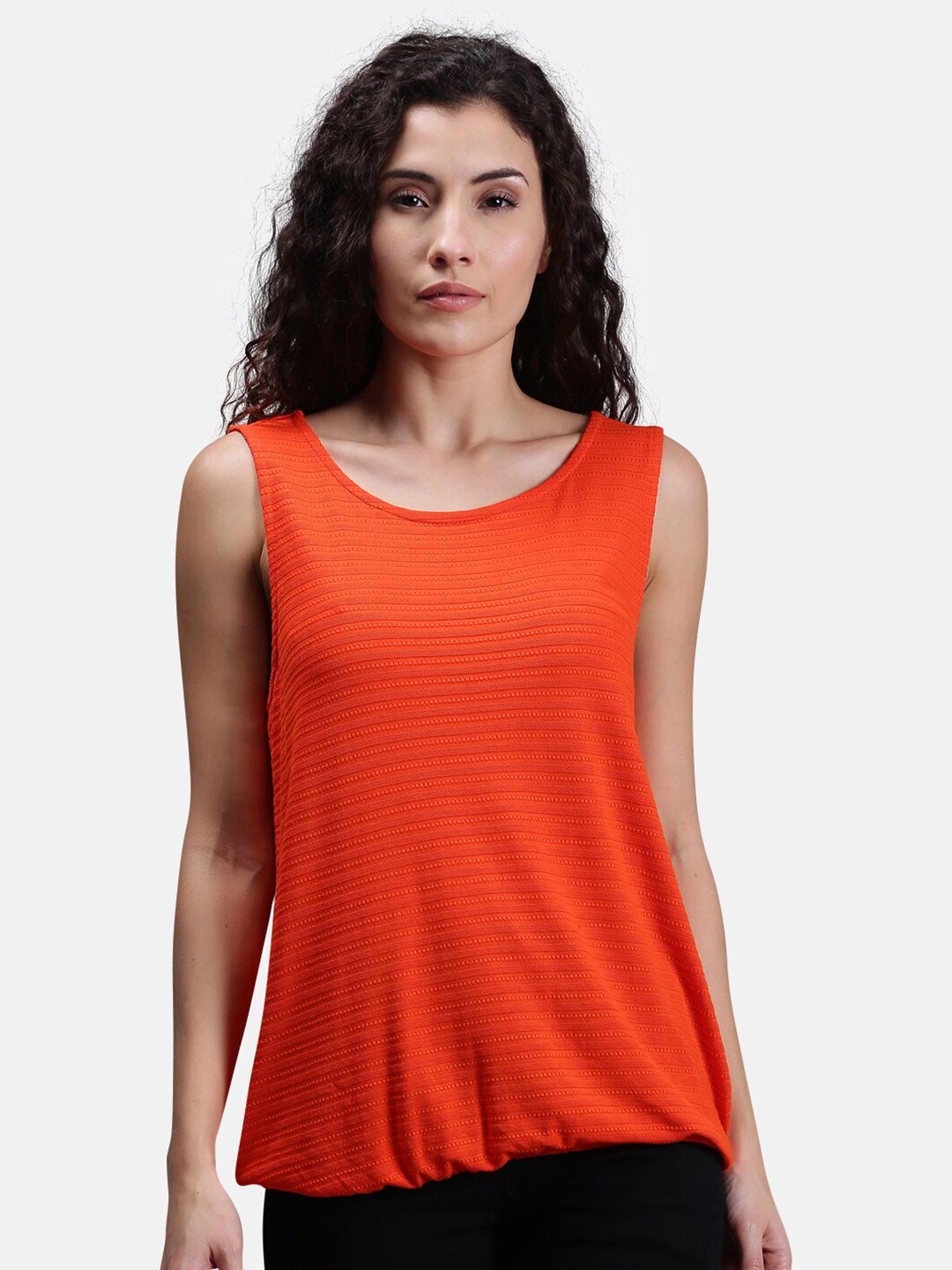 

UrGear Orange Crepe Solid Trendy Tank Top