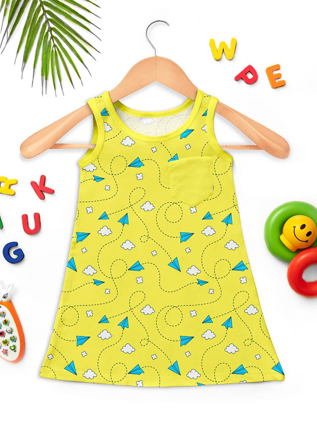 

SuperBottoms Yellow & Blue Sustainable A-Line Dress