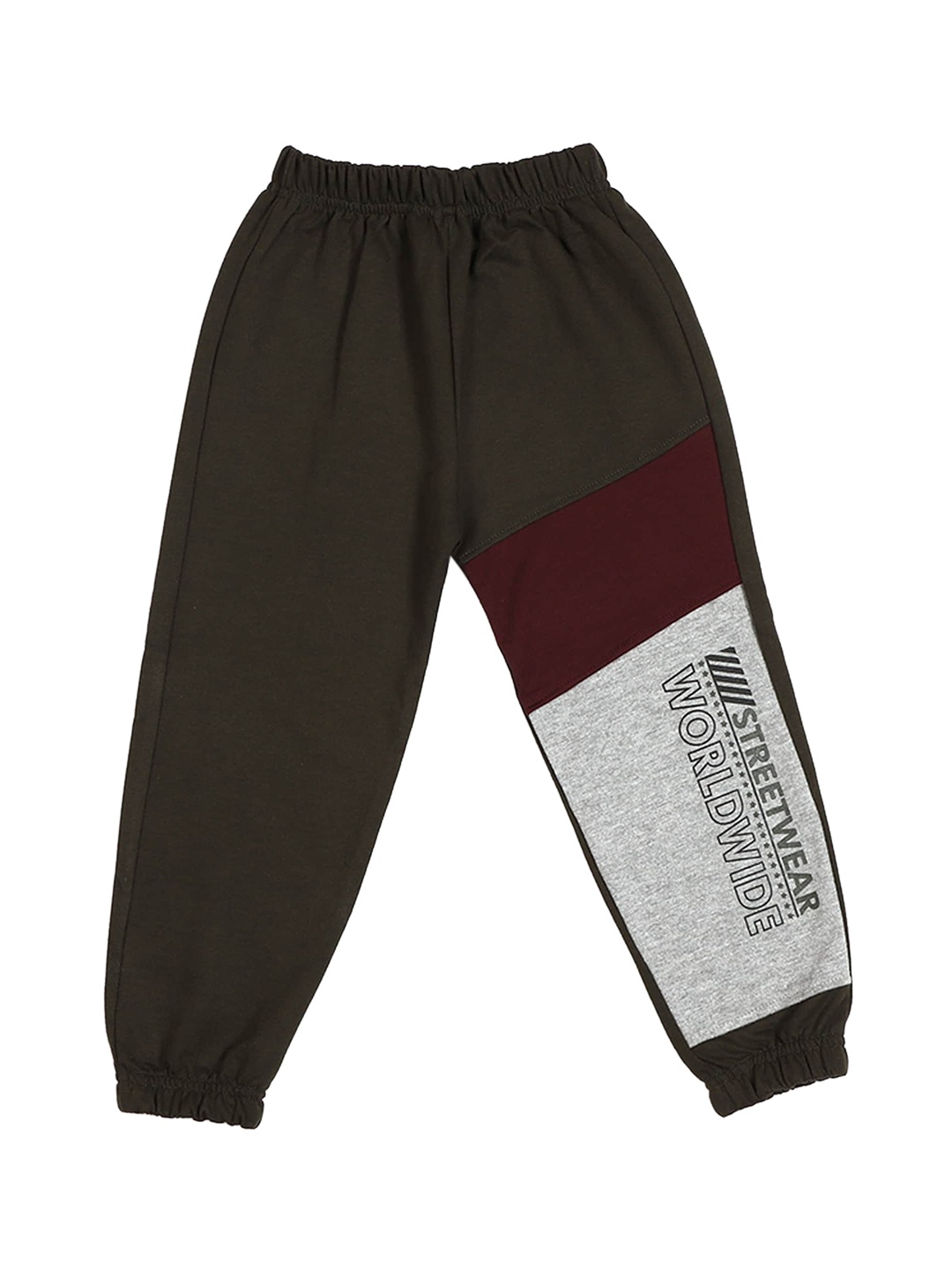 

CREMLIN CLOTHING Boys Brown Colourblocked Cotton Track Pants