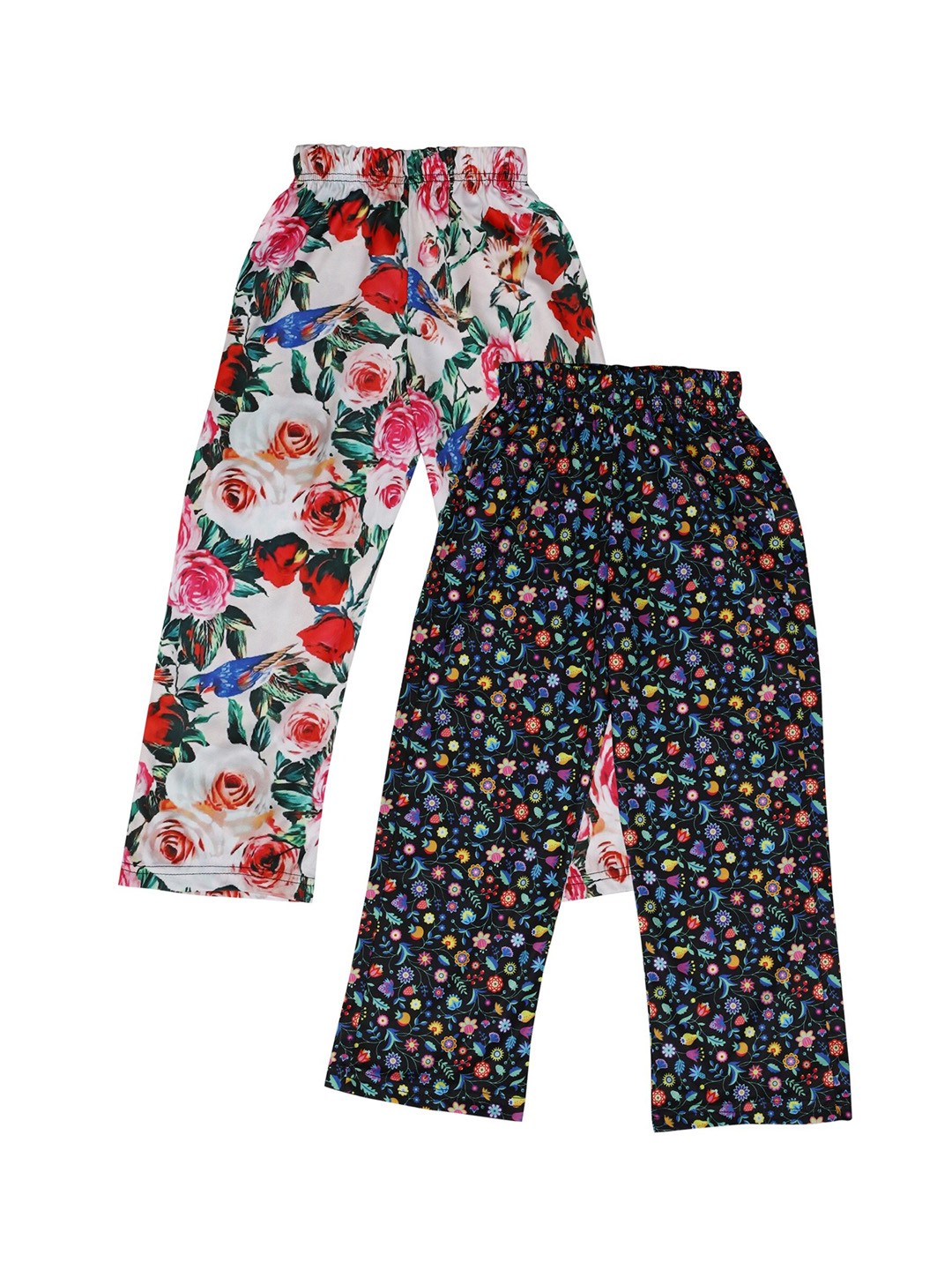 

CREMLIN CLOTHING Girls Set of 2 Multicoloured Floral Printed Cotton Trousers, Multi