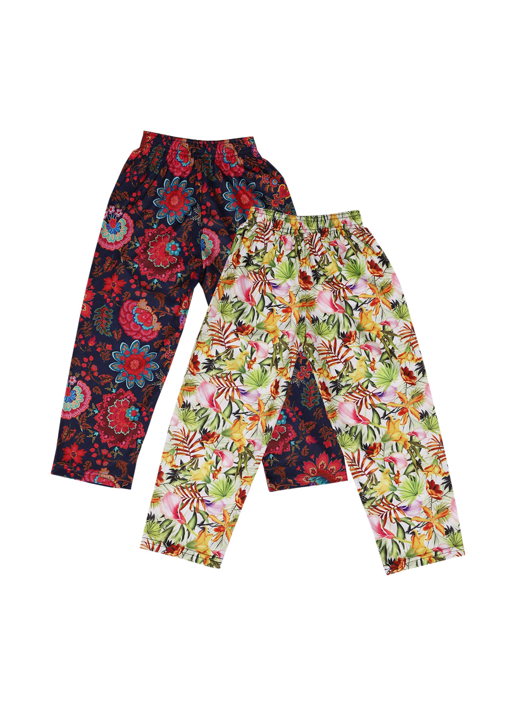 

CREMLIN CLOTHING Girls Pack of 2 Multicoloured Floral Printed Slim Fit Trousers, Multi