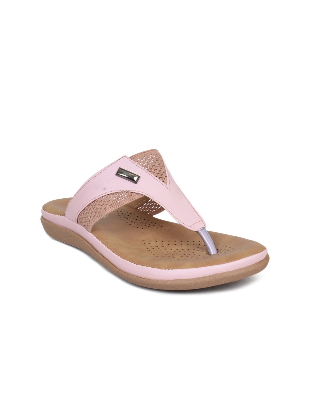 

Ajanta Women Pink T-Strap Flats with Laser Cuts