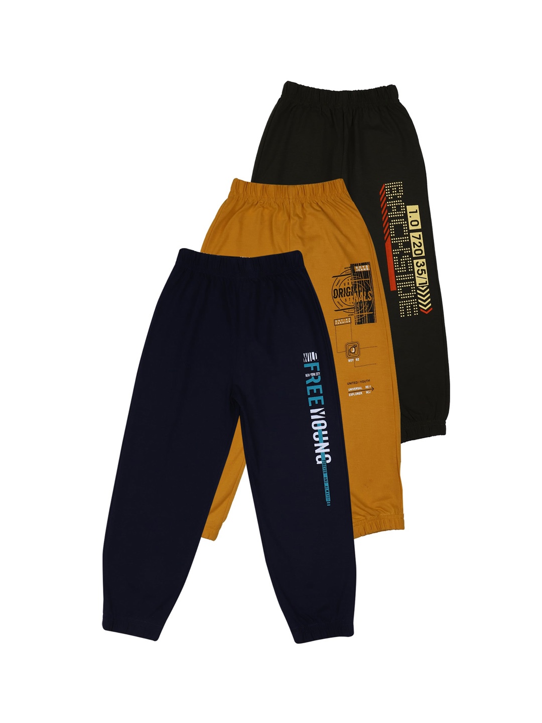 

CREMLIN CLOTHING Kids Pack Of 3 Typography Joggers, Black