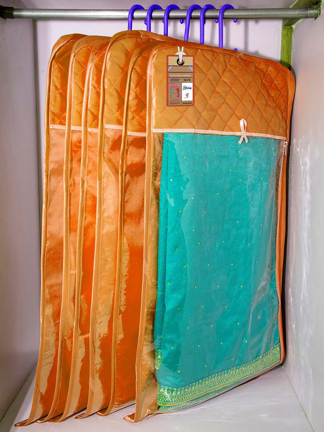 

atorakushon Set Of 24 Gold-Toned Solid Non-Woven Saree Organisers