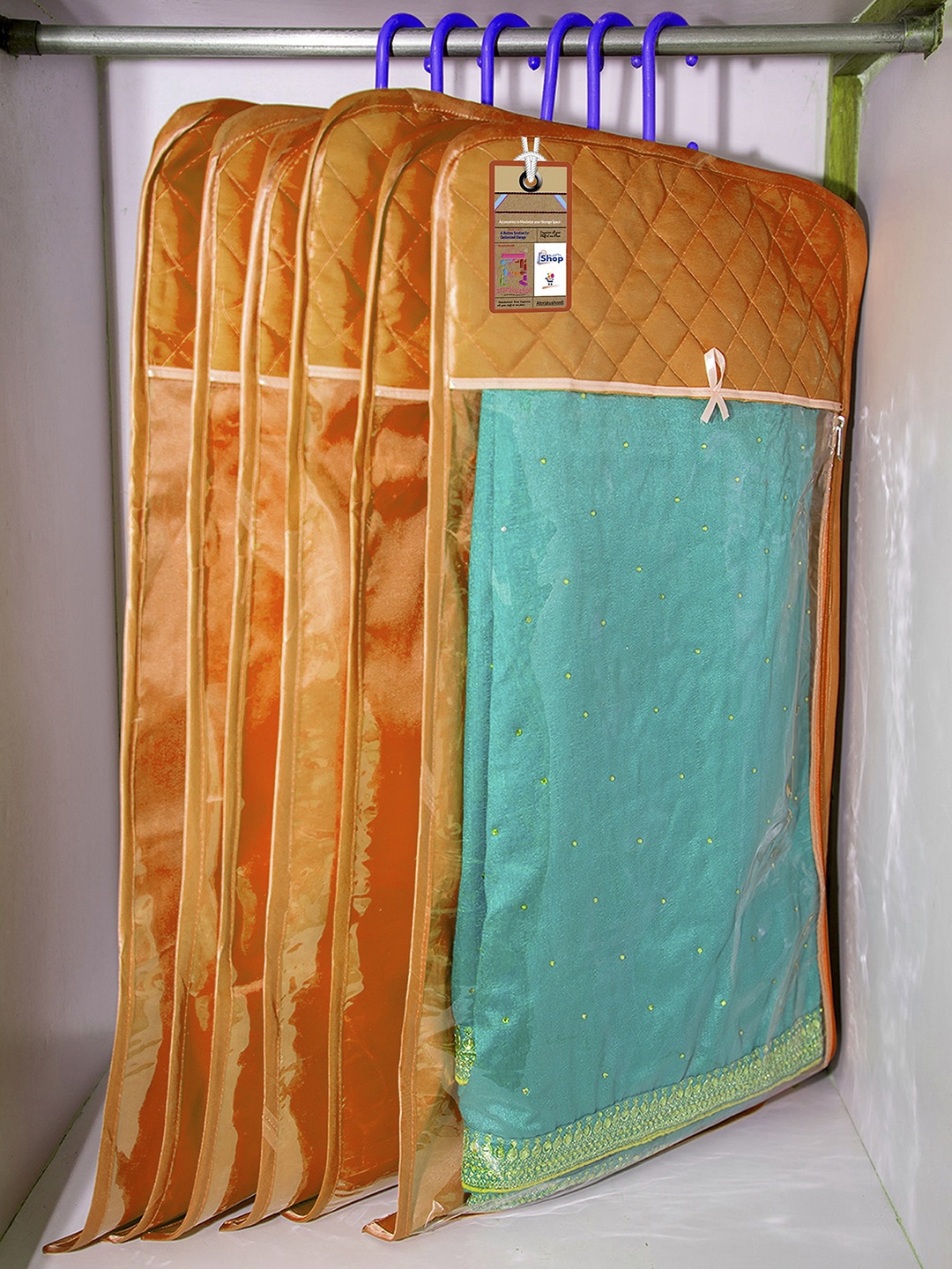

atorakushon Set Of 18 Gold-Toned Solid Wardrobe Cloth Organizer