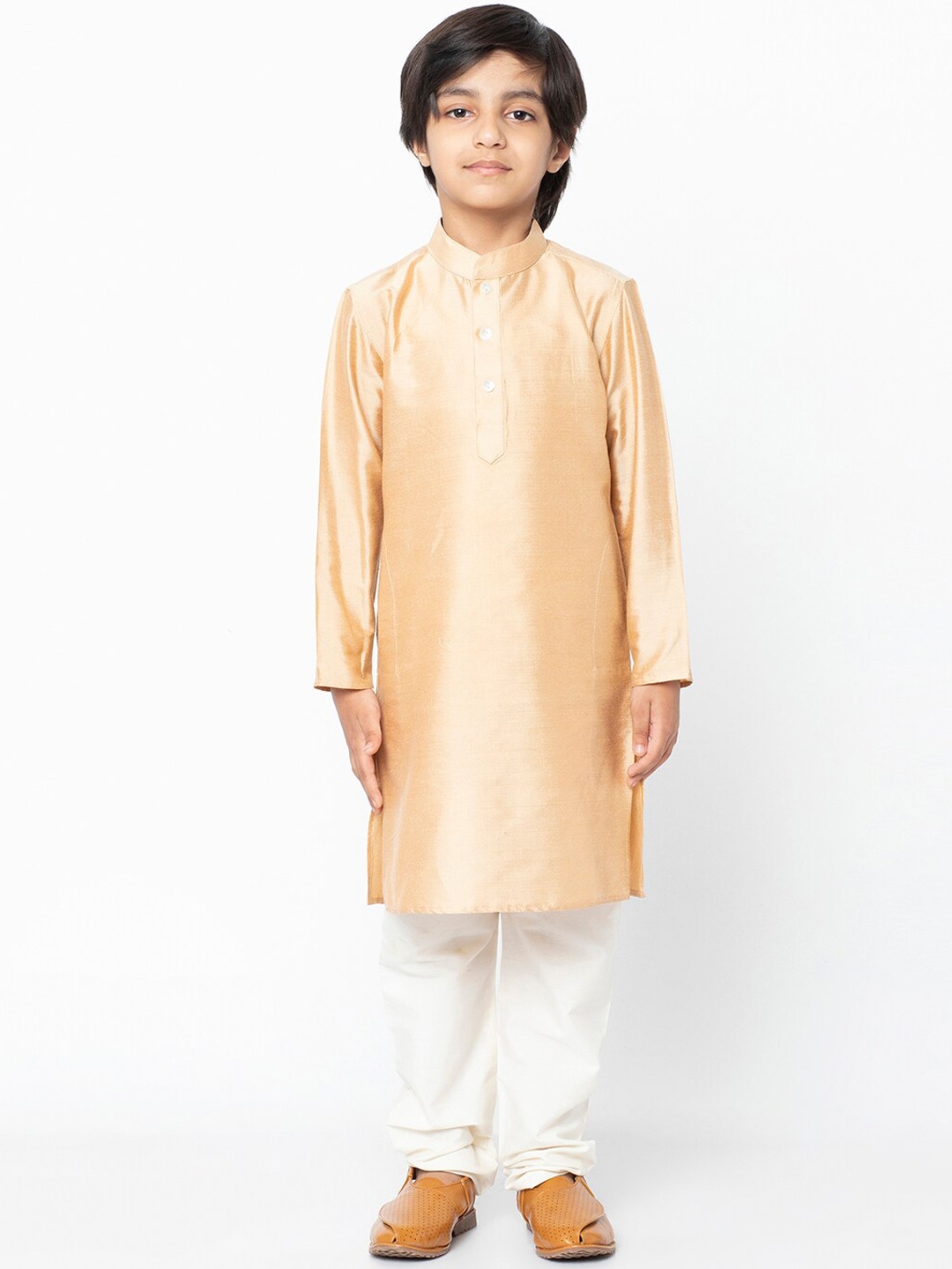 

KISAH Boys Golden Madarin Collar Kurta, Gold