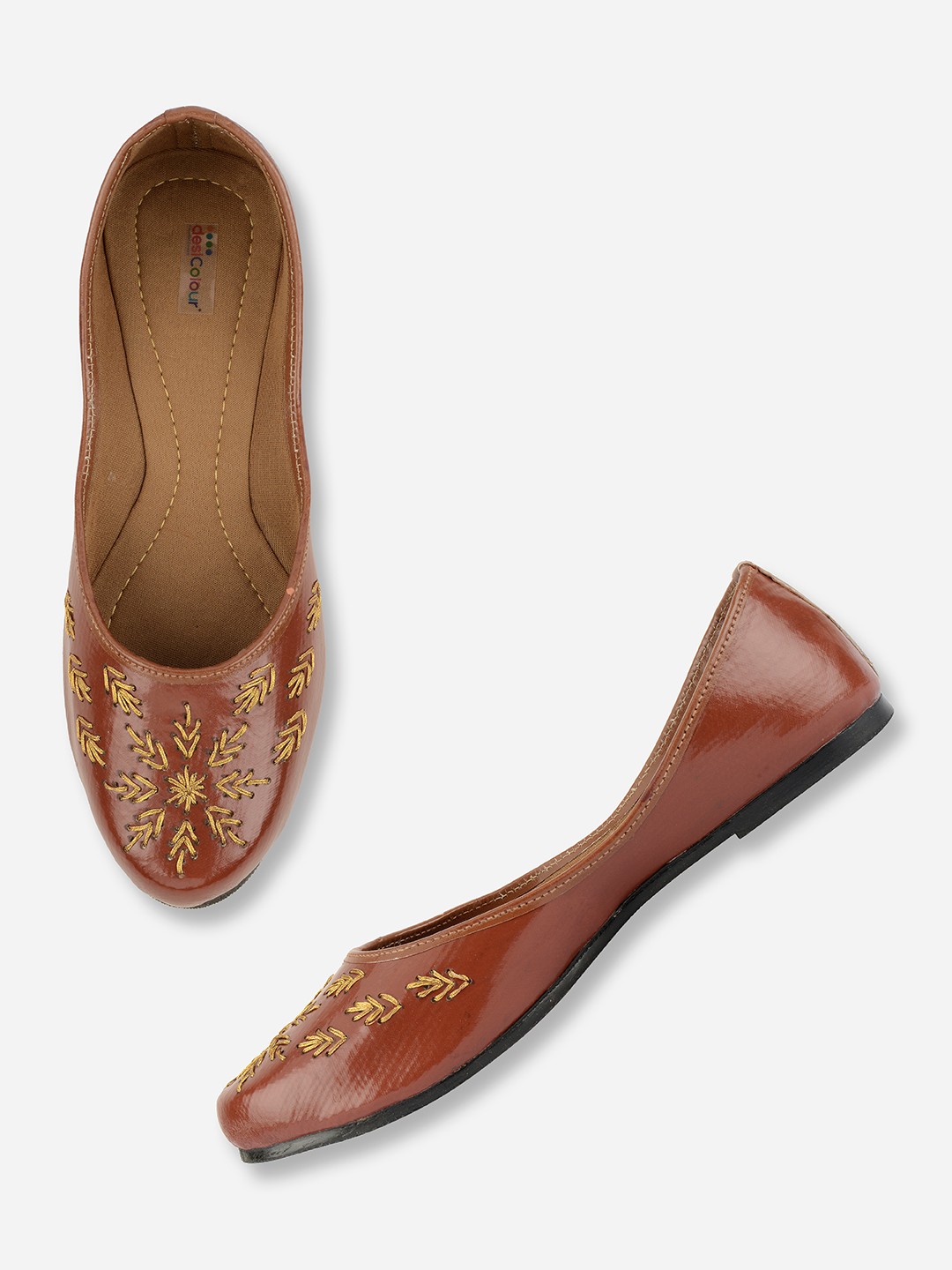 

DESI COLOUR Women Brown Ethnic Ballerinas Flats