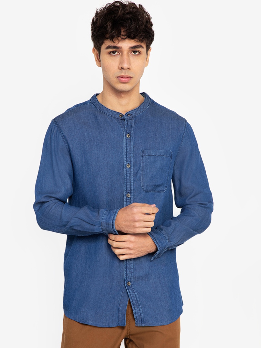 

ORIGIN BY ZALORA Men Blue Lyocell Casual Shirt