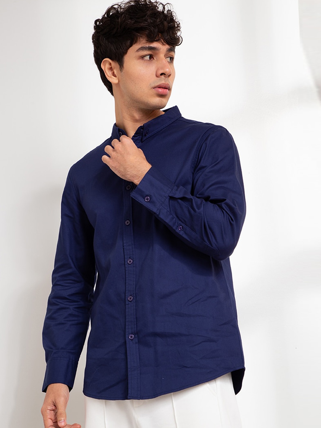 

ORIGIN BY ZALORA Men Navy Blue Organic Cotton Casual Shirt