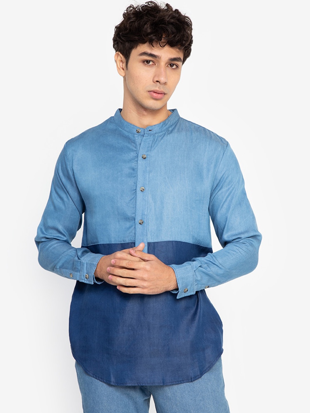 

ORIGIN BY ZALORA Men Blue Colourblocked Casual Shirt