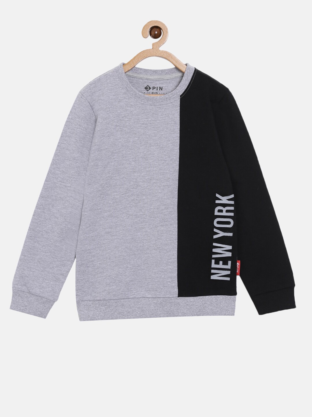 

3PIN Boys Grey & Black Colourblocked Sweatshirt